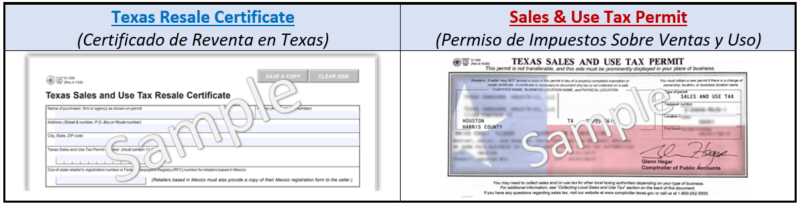 Texas Sales Use Tax Permit Y El Resale Certificate Todo Lo Que